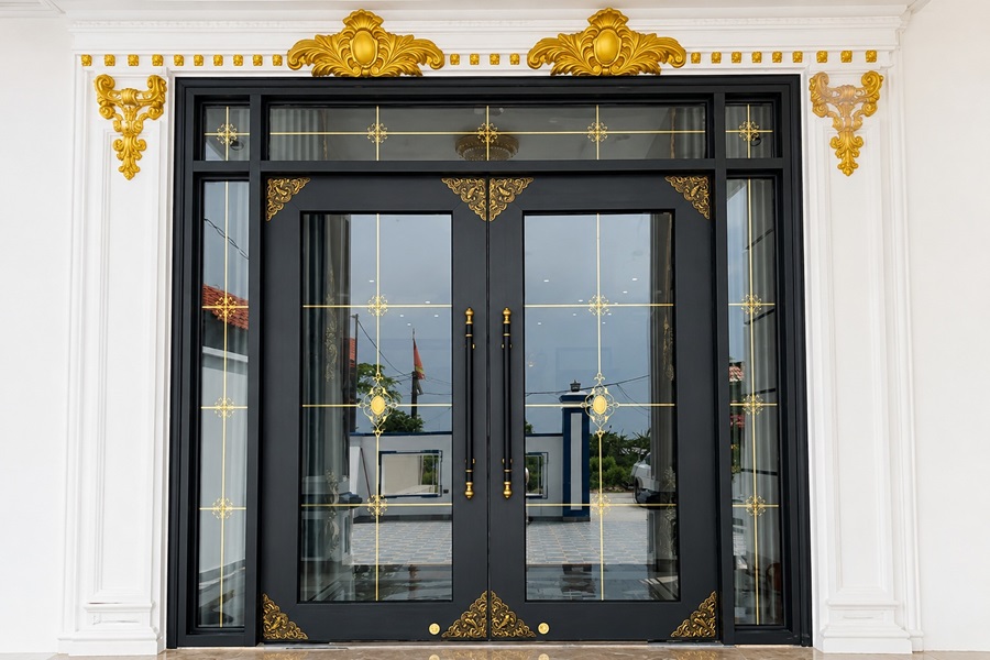 Mẫu cửa nhôm thủy lực để làm cửa chính biệt thự